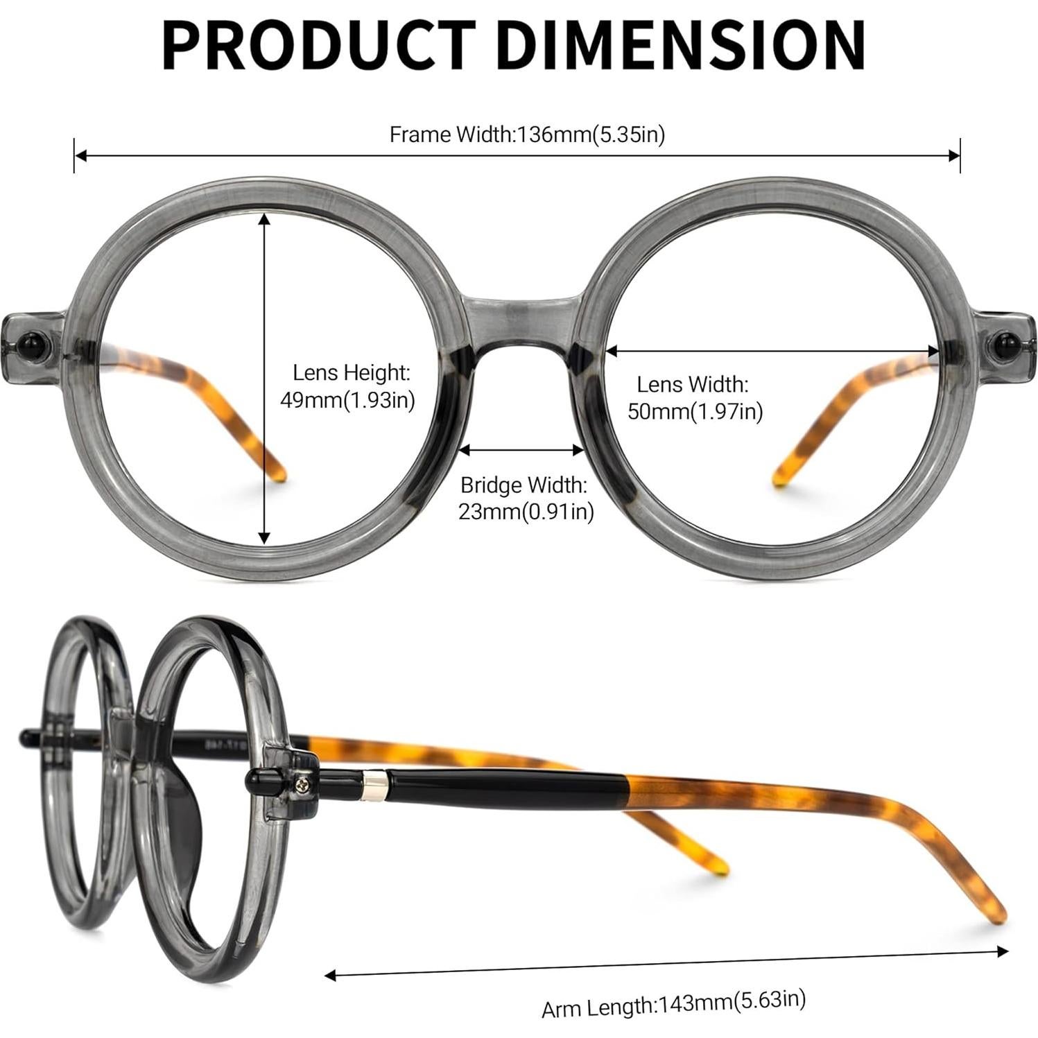 Gafas Redondas Zeelool ZJGX633614 con Lentes Bloqueadores de Luz Azul