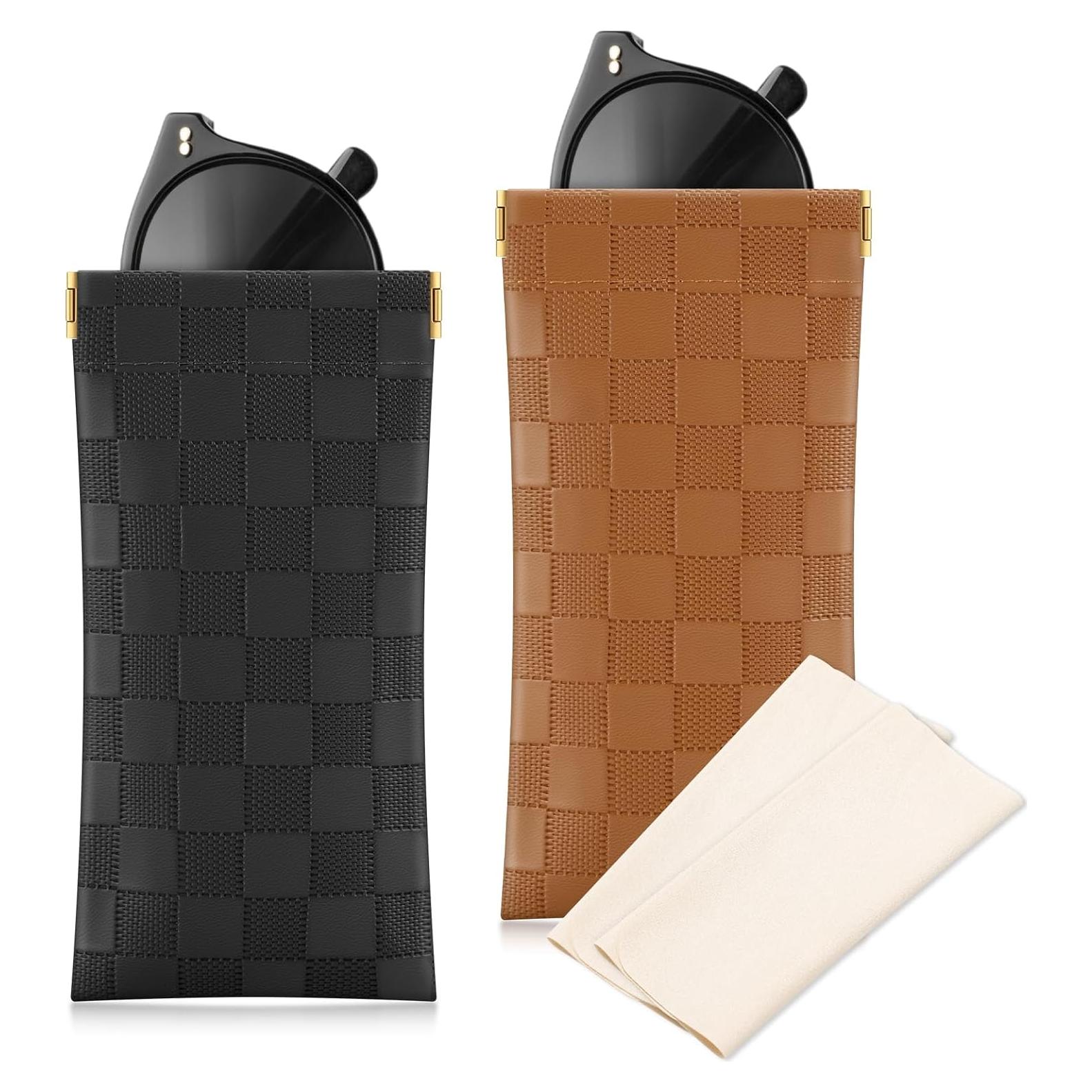 Funda de Gafas Cuadriculada Sightor 2 Pcs Cuero Suave