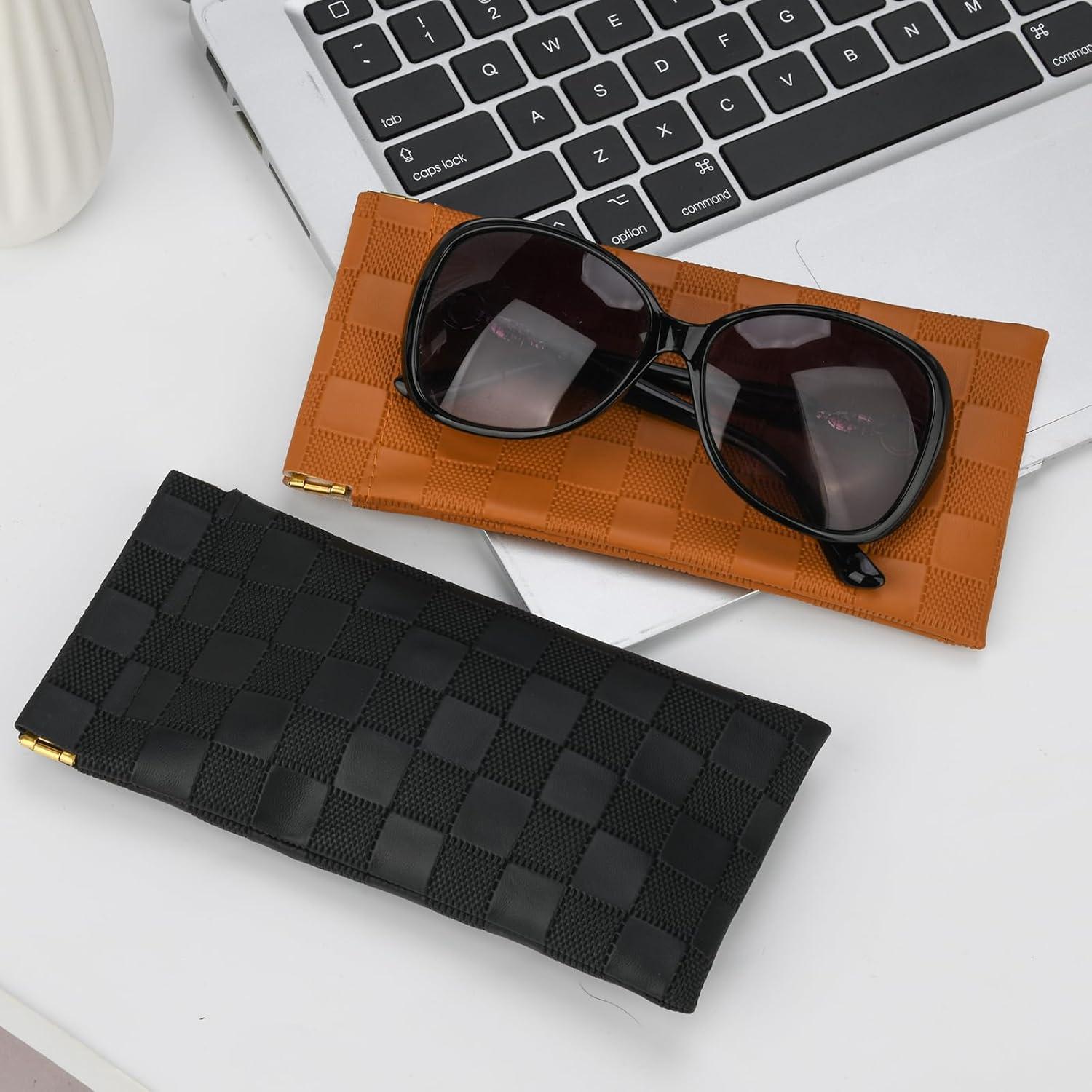 Funda de Gafas Cuadriculada Sightor 2 Pcs Cuero Suave