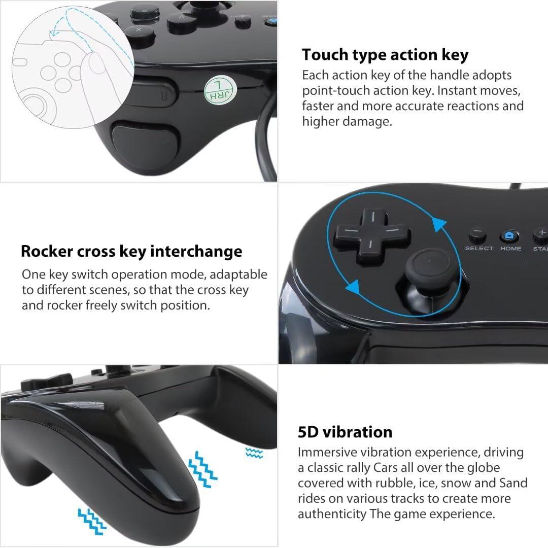 Controlador Clásico Pro Suifaqi con Cable para Nintendo Wii