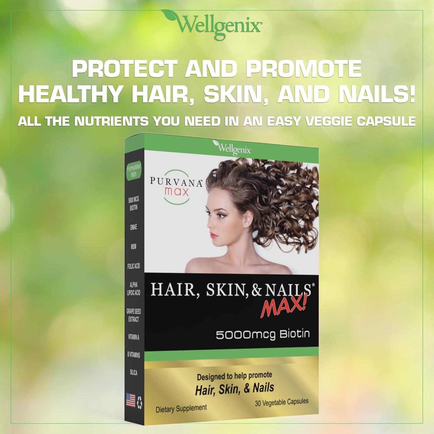 Purvana Max Suplemento Vegano Cabello, Piel y Uñas - 30 Cápsulas