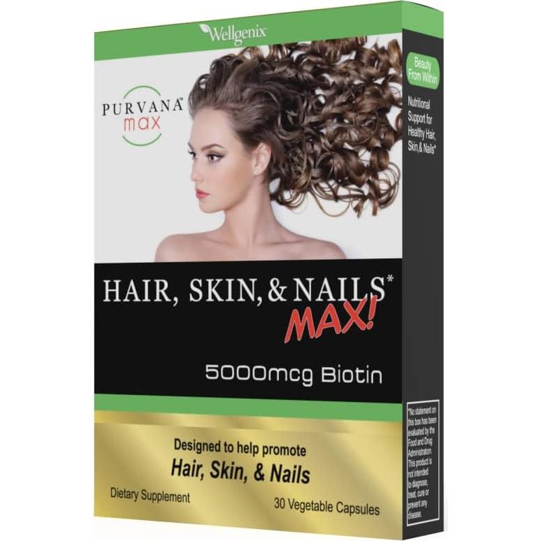 Purvana Max Suplemento Vegano Cabello, Piel y Uñas - 30 Cápsulas