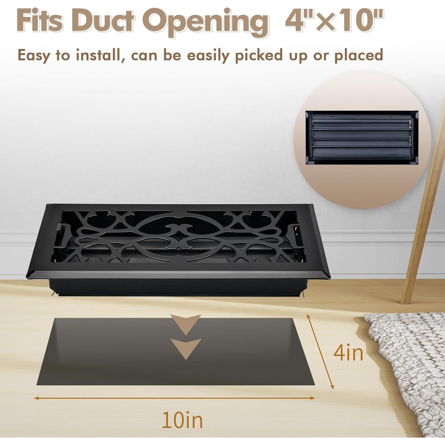 Registro de Piso 28.5 x 13.8 cm ACNOYEL Negro Mate