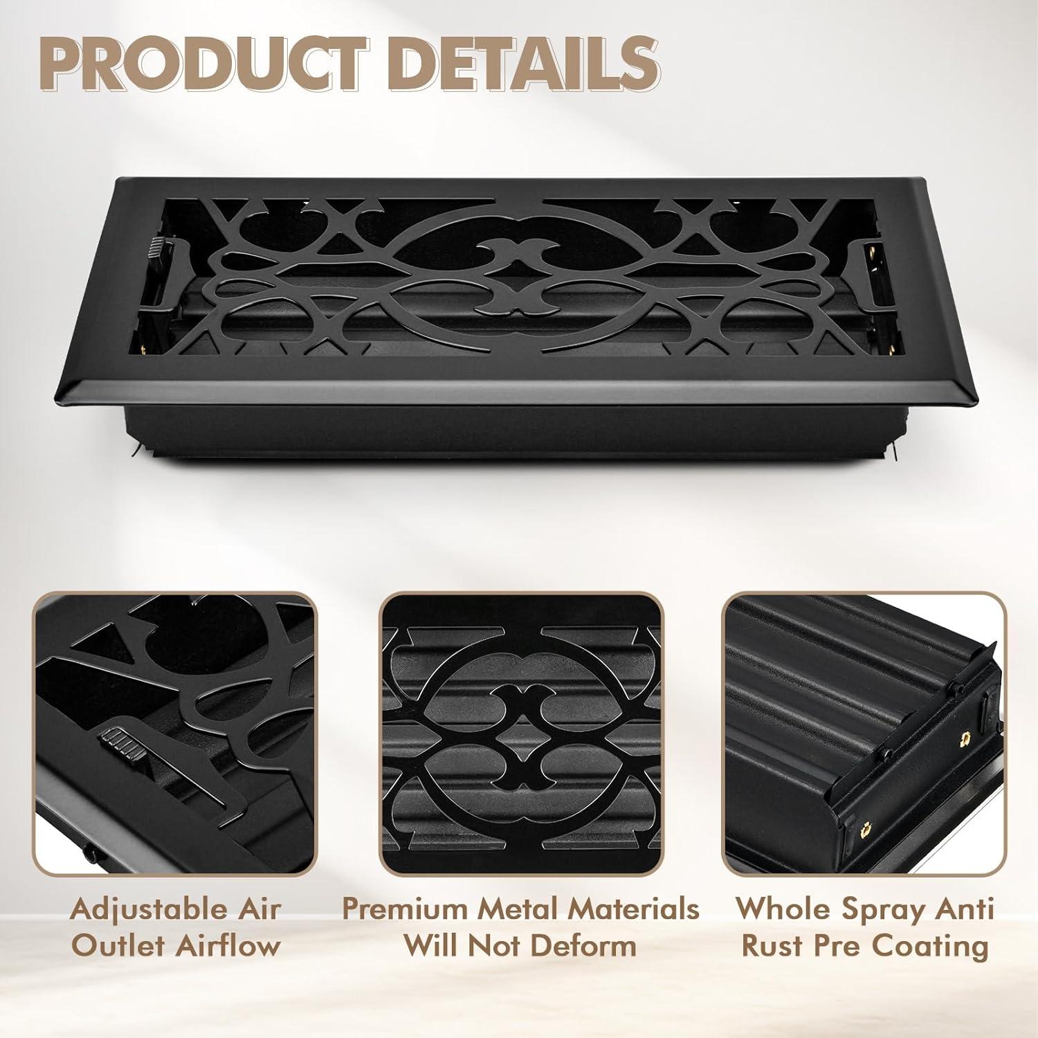 Registro de Piso 28.5 x 13.8 cm ACNOYEL Negro Mate