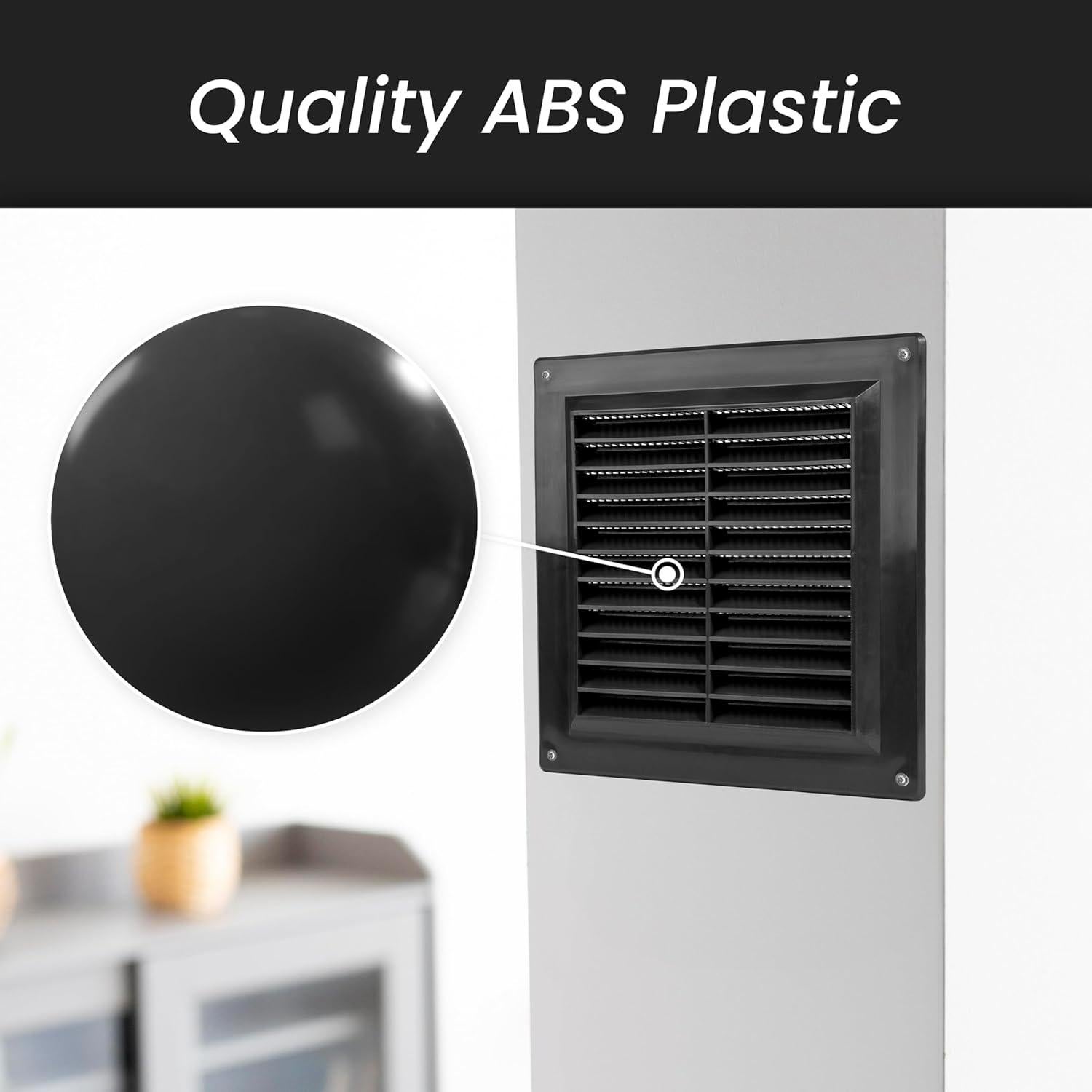 Repa Market 10'' x 3'' Inch (Inside Dimensions) Plastic Black - Vent Cover - Rectangular Duct Cover - Air Vent Louver - Protective Screen Mesh - HVAC Ventilation (12" x 5" Outside Dimensions)