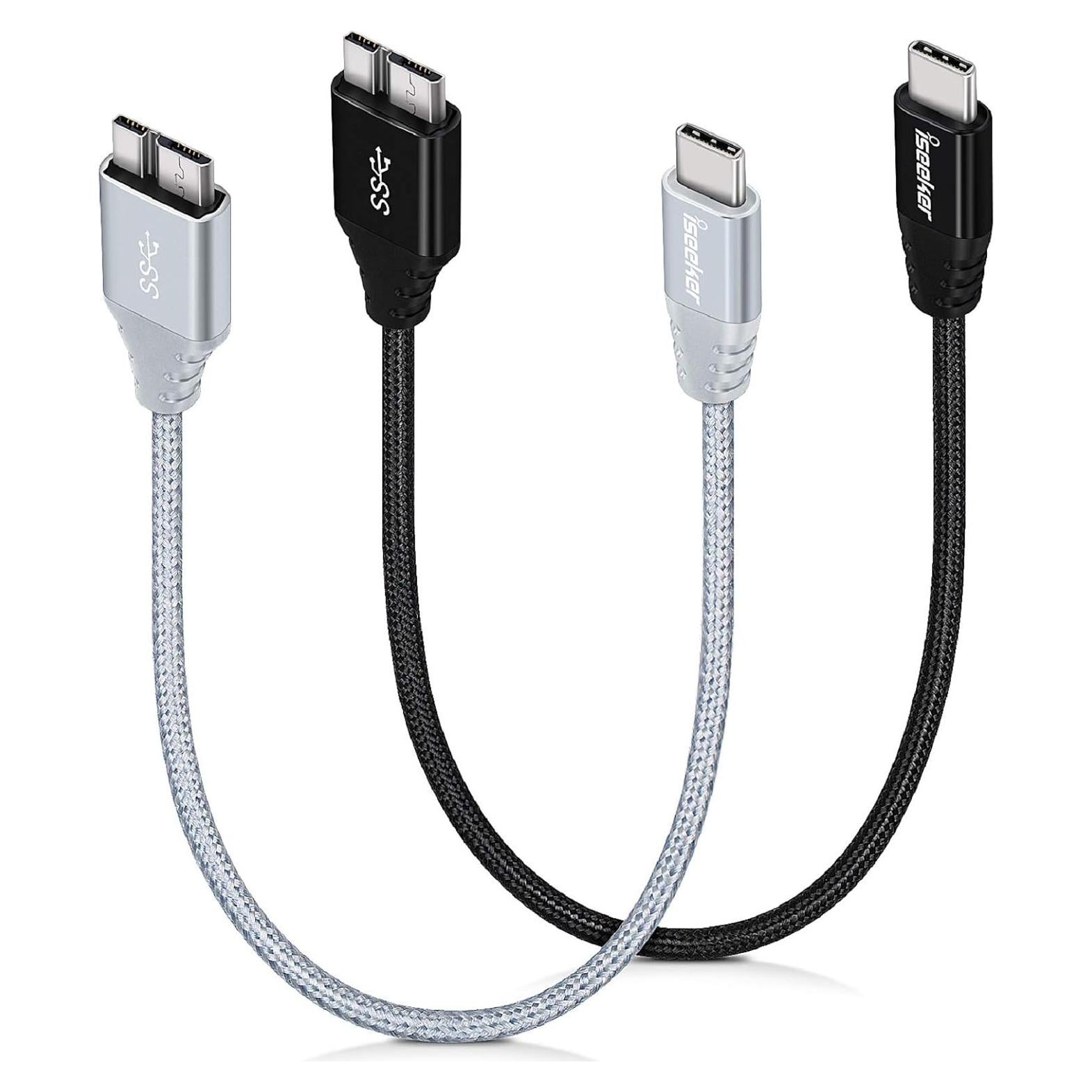 Cable USB 3.0 Tipo-C a Micro-B iSeekerKit 0.30m 2-Pack