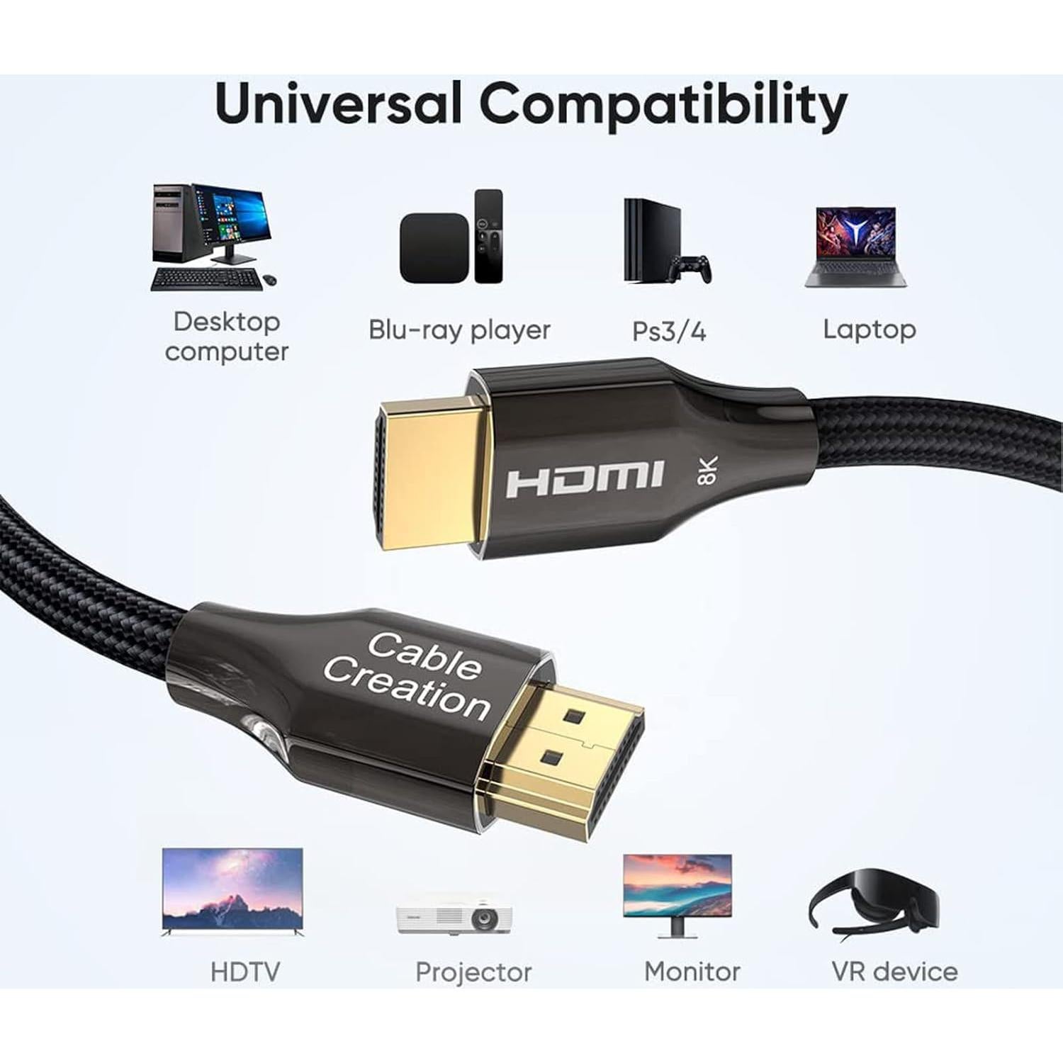 Cable HDMI 8K CableCreation 0.91M Ultra Alta Velocidad 48Gbps