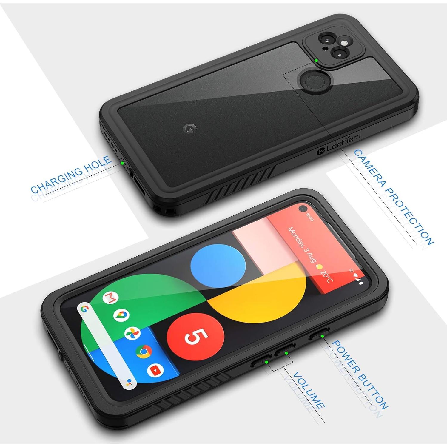 Funda Lanhiem para Google Pixel 5, IP68, Protección Completa