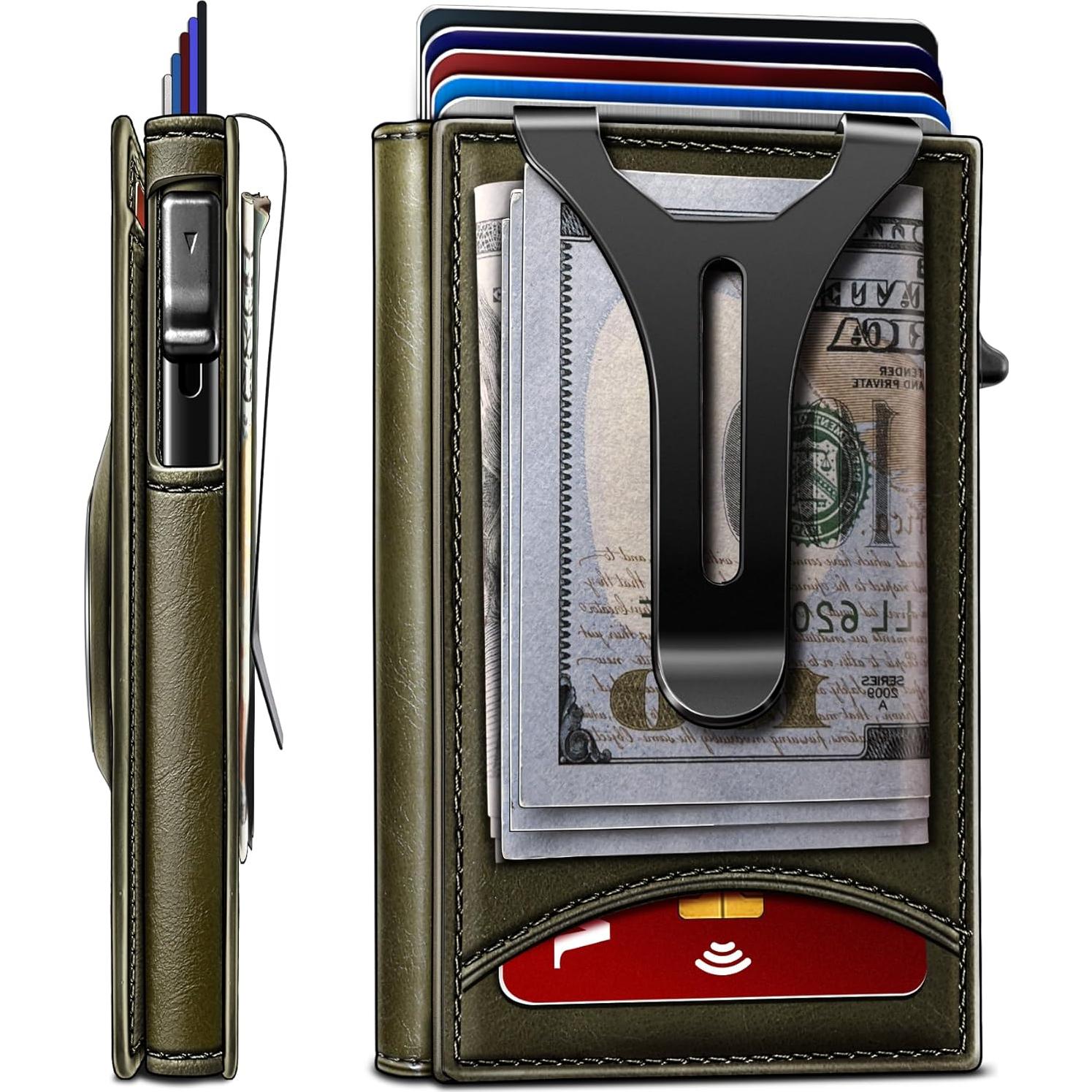 Billetera delgada Bulliant con clip y 9 ranuras para tarjetas