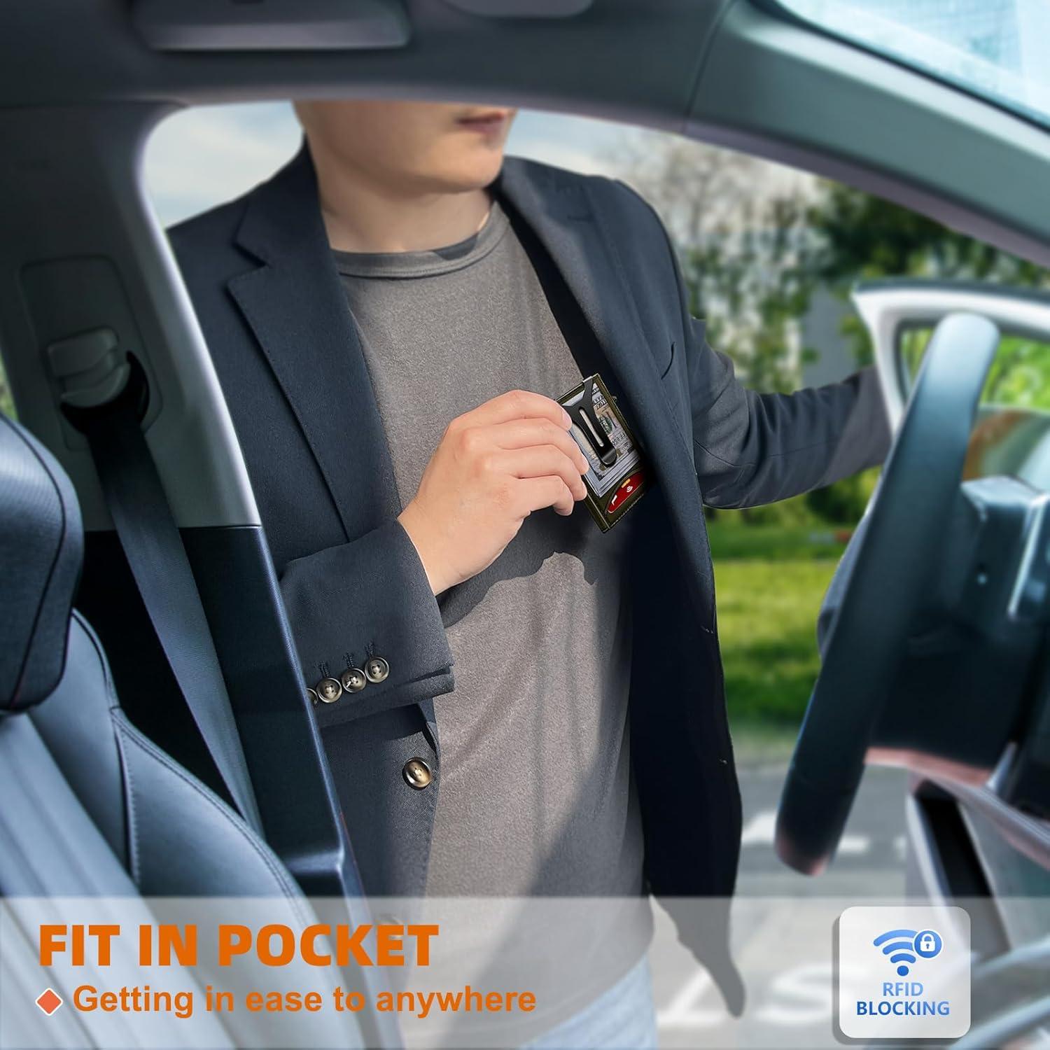 Billetera delgada Bulliant con clip y 9 ranuras para tarjetas