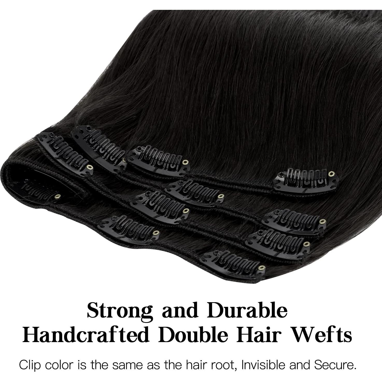 Extensiones de Cabello Humano Clip en Hotbanana 30 cm 75g 7pcs Negro Azabache