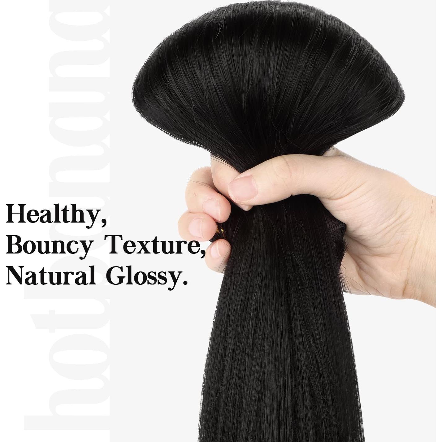 Extensiones de Cabello Humano Clip en Hotbanana 30 cm 75g 7pcs Negro Azabache
