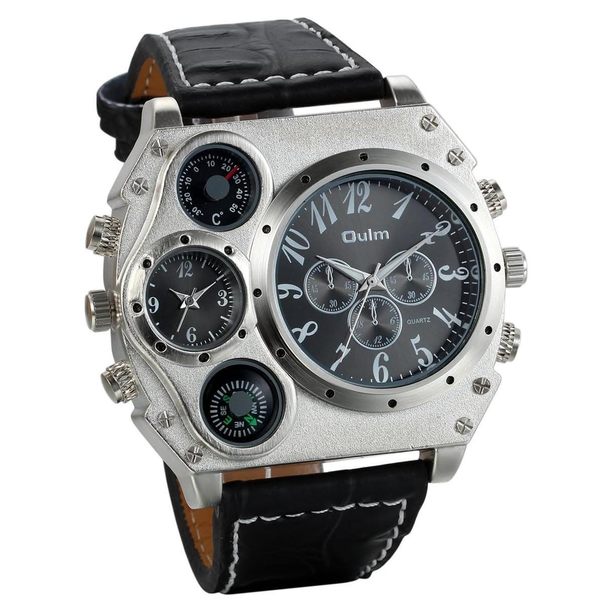 Reloj Militar JewelryWe Hombre 5.9cm Cuarzo Cuero Negro