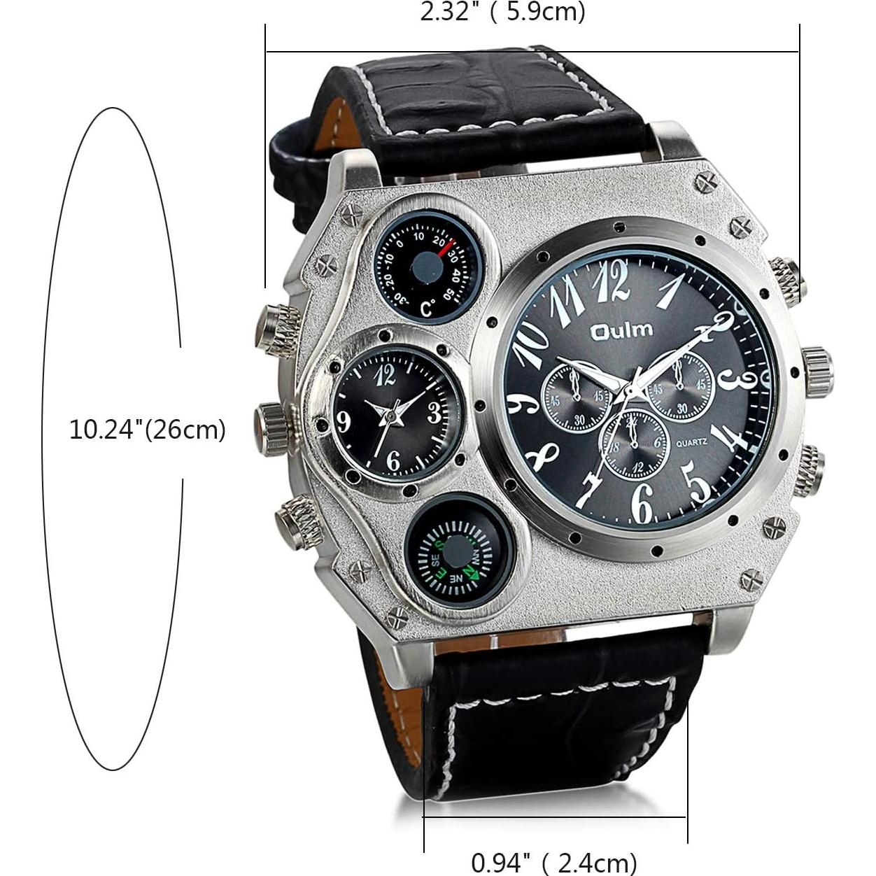 Reloj Militar JewelryWe Hombre 5.9cm Cuarzo Cuero Negro