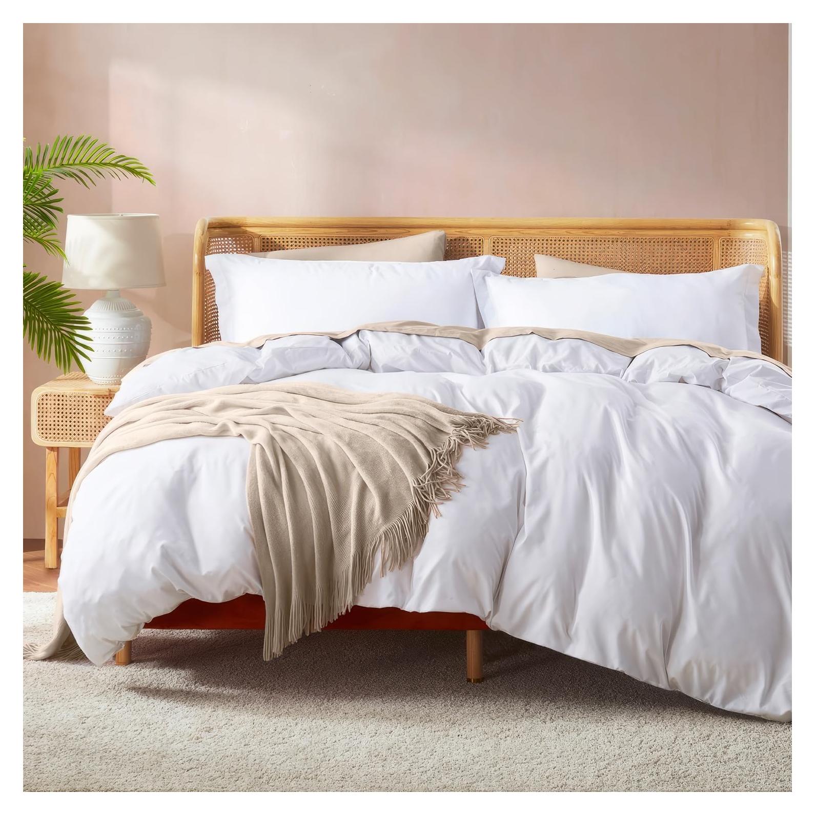 Juego de Funda de Edredón Twin Nestl Microfibra Blanca 2 Piezas