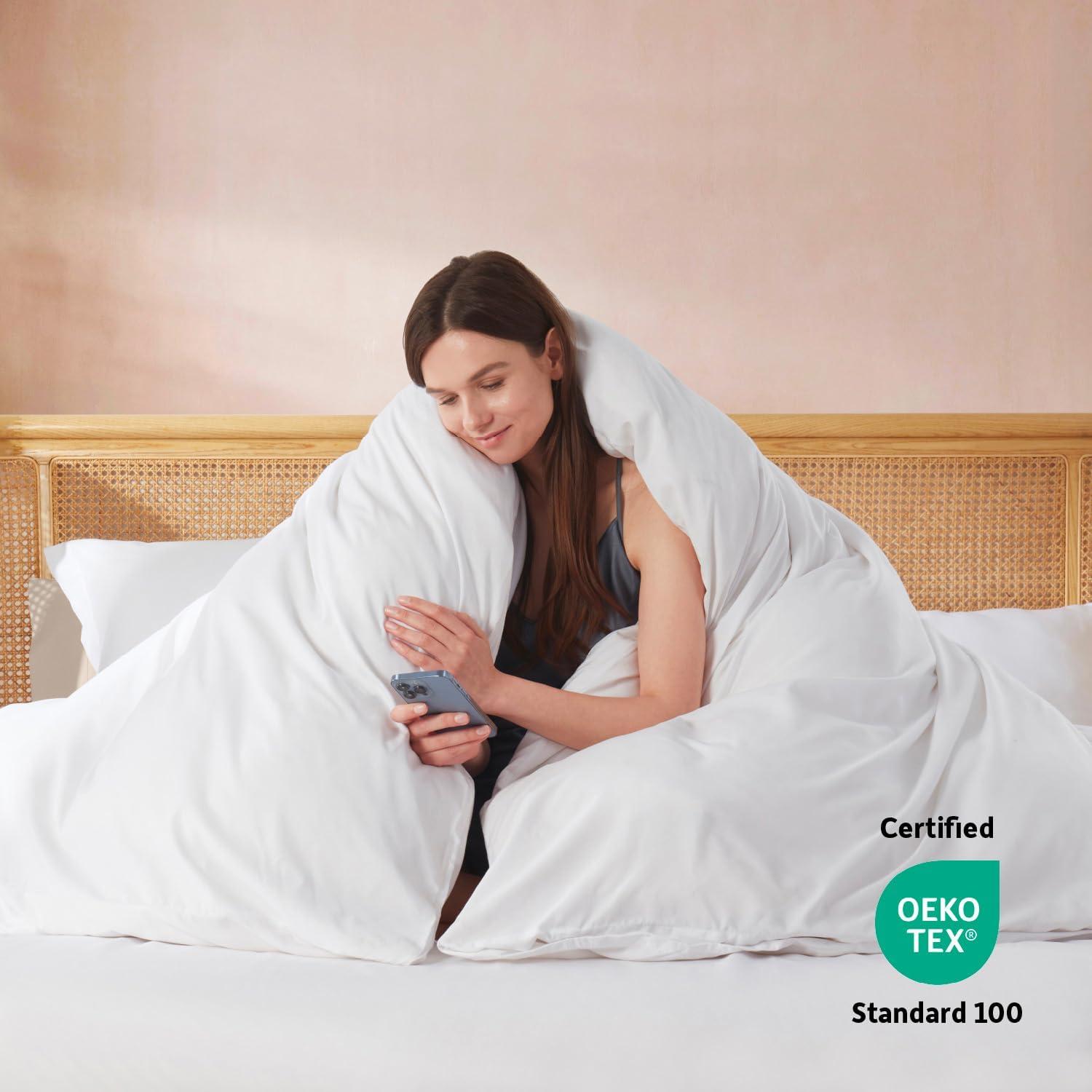 Juego de Funda de Edredón Twin Nestl Microfibra Blanca 2 Piezas