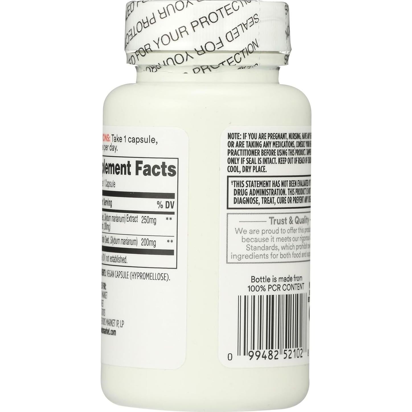 Suplemento Cardo Mariano 365 Whole Foods 60 Cápsulas Veganas