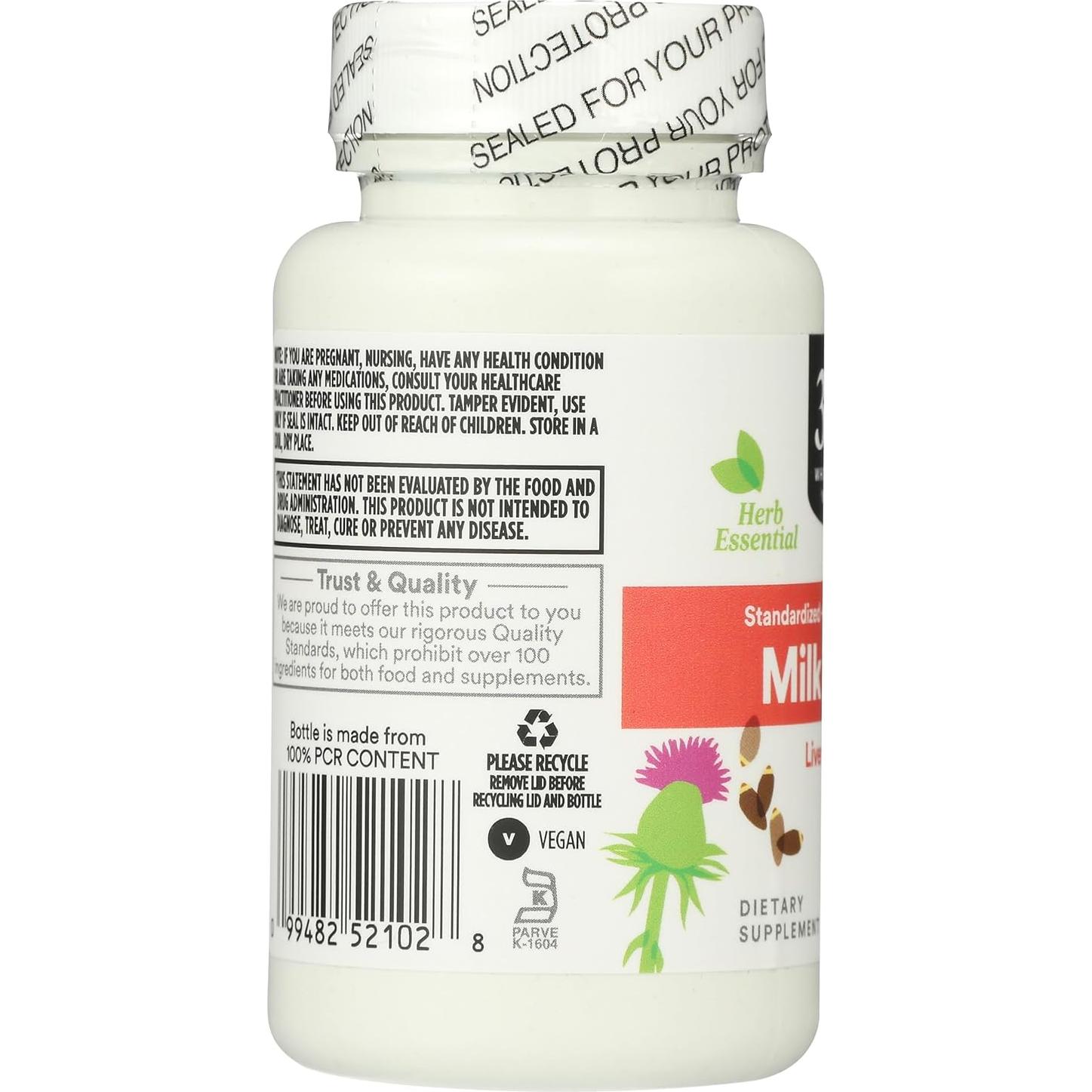 Suplemento Cardo Mariano 365 Whole Foods 60 Cápsulas Veganas