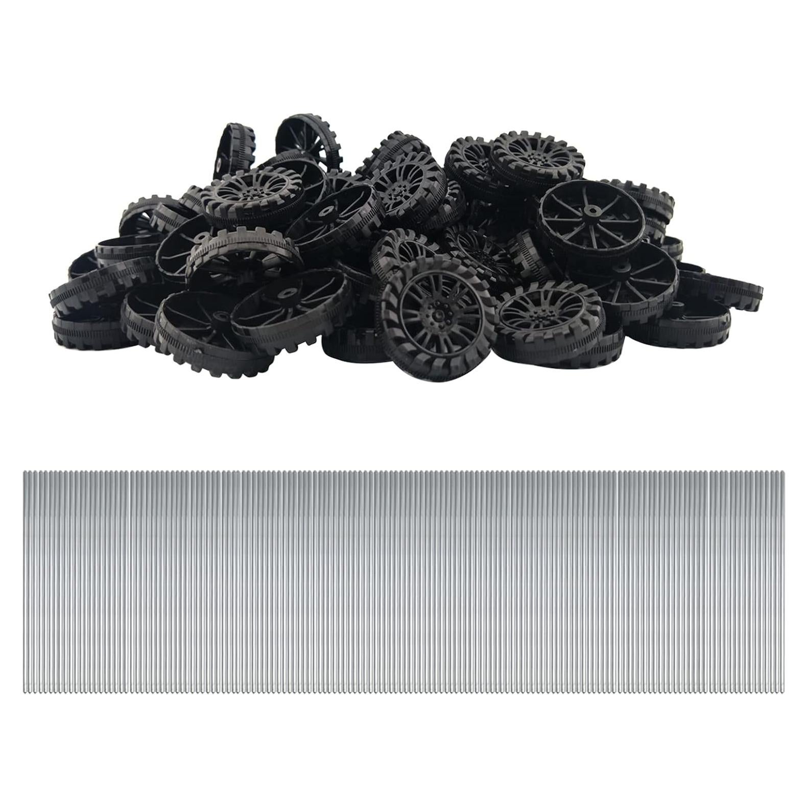 EUDAX 300 Ruedas de Plástico 30mm y 150 Ejes STEM 2mm