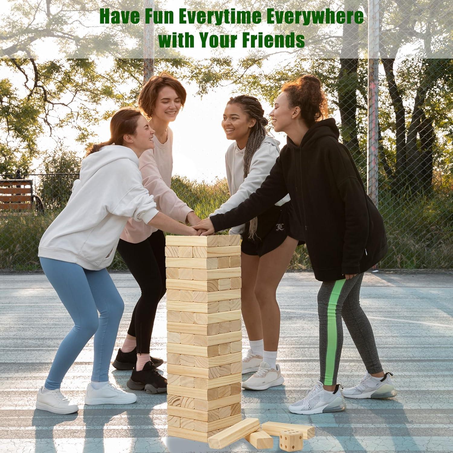 Juego de Torre de Caída Gigante Olsa 57 Piezas Madera 1.28 m