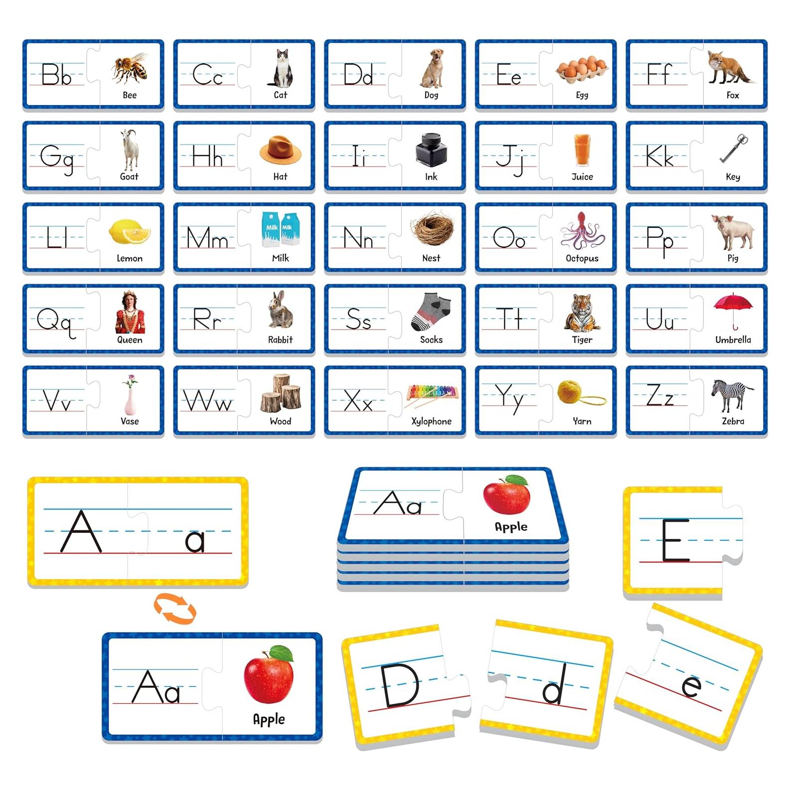 Tarjetas de Rompecabezas del Alfabeto SpriteGru 26 PCS Doble Cara