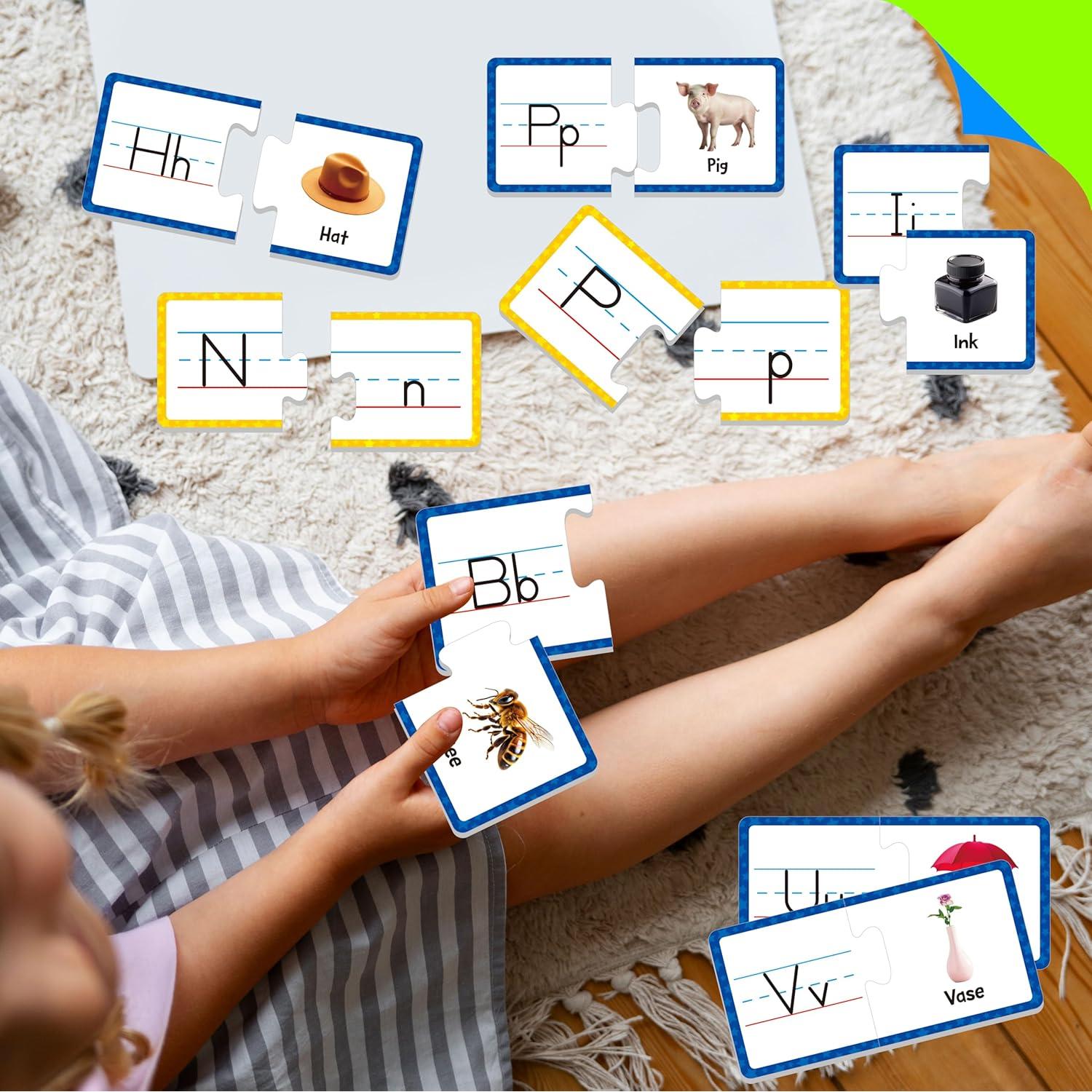 Tarjetas de Rompecabezas del Alfabeto SpriteGru 26 PCS Doble Cara