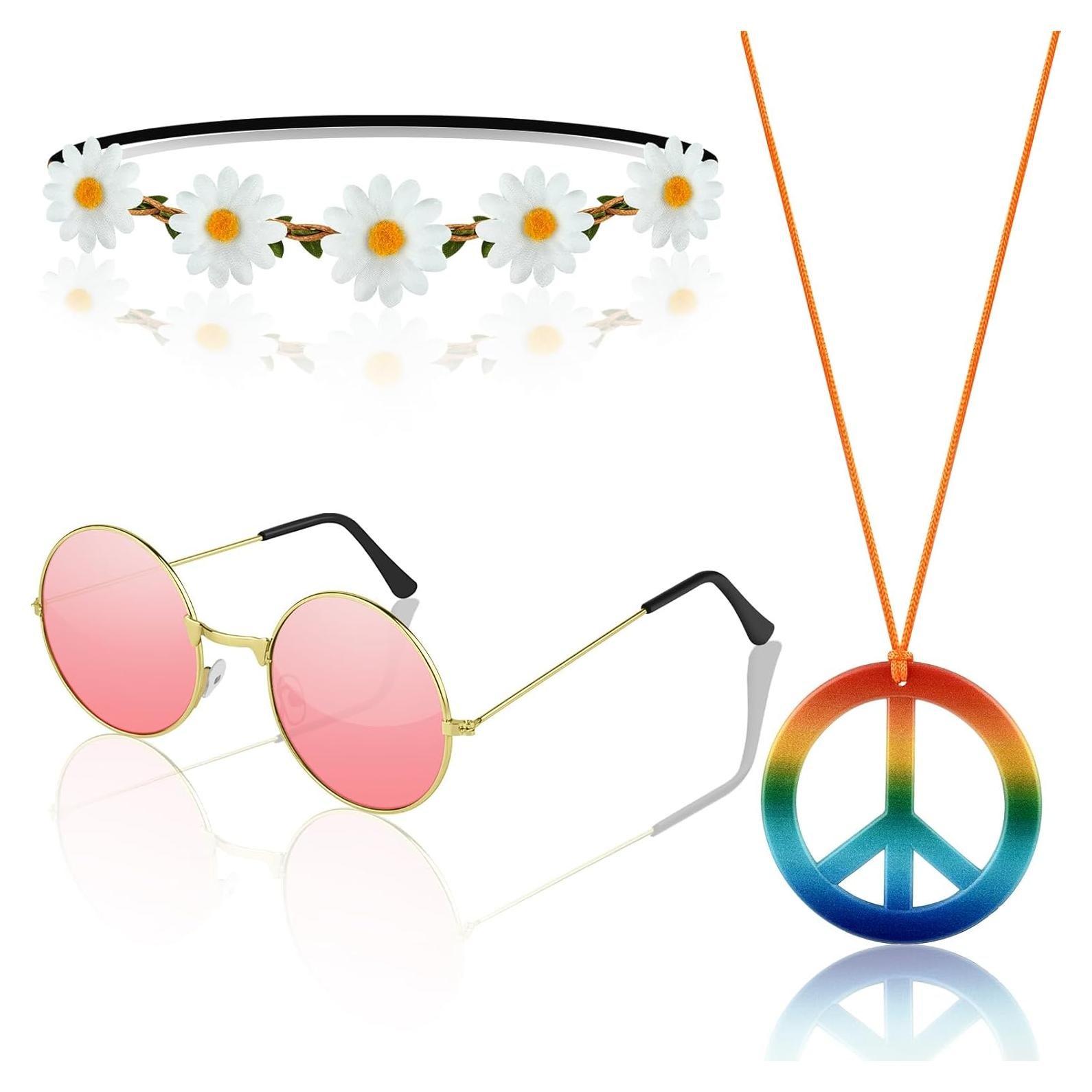 Conjunto de Accesorios de Disfraz Hippie NEBURORA 60s 70s
