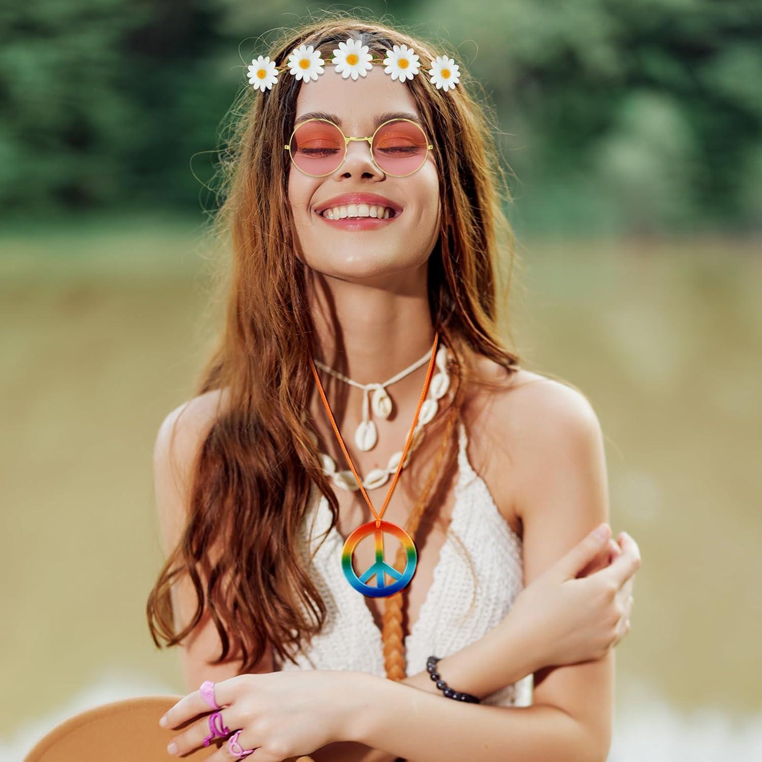 Conjunto de Accesorios de Disfraz Hippie NEBURORA 60s 70s