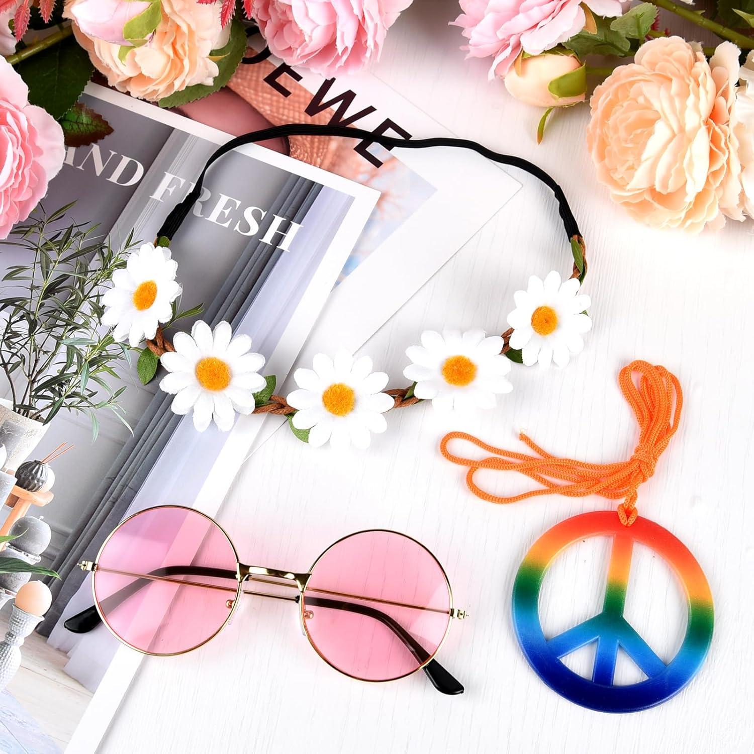 Conjunto de Accesorios de Disfraz Hippie NEBURORA 60s 70s