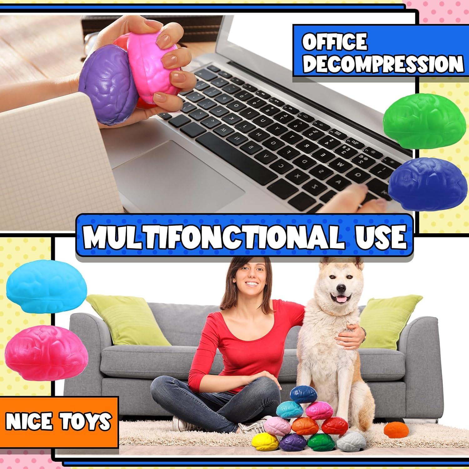 40 Pelotas Antiestrés Cerebrales Kasyat 7.1 cm Coloridas