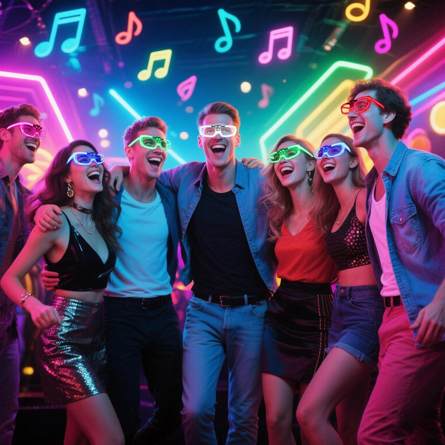 28 Gafas LED Neón FathiSooc 5 Colores 3 Modos para Fiestas