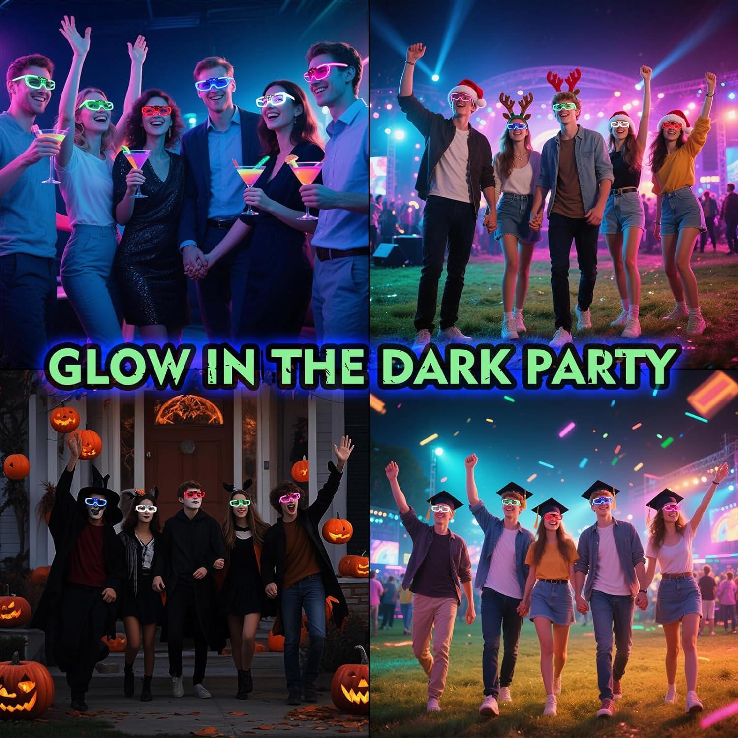 28 Gafas LED Neón FathiSooc 5 Colores 3 Modos para Fiestas