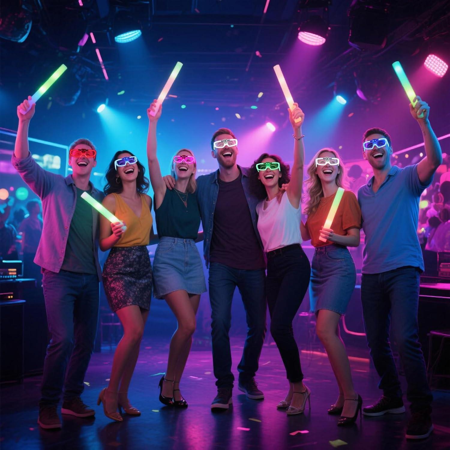 28 Gafas LED Neón FathiSooc 5 Colores 3 Modos para Fiestas