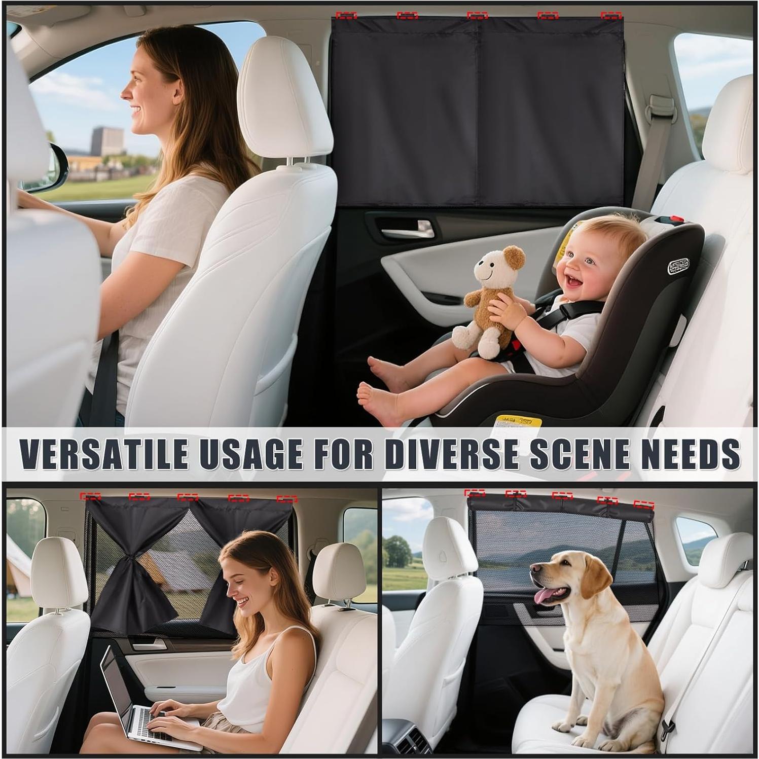 Cortinas para Ventanas de Coche ZATOOTO 2-Pack Sombra Solar 3-en-1