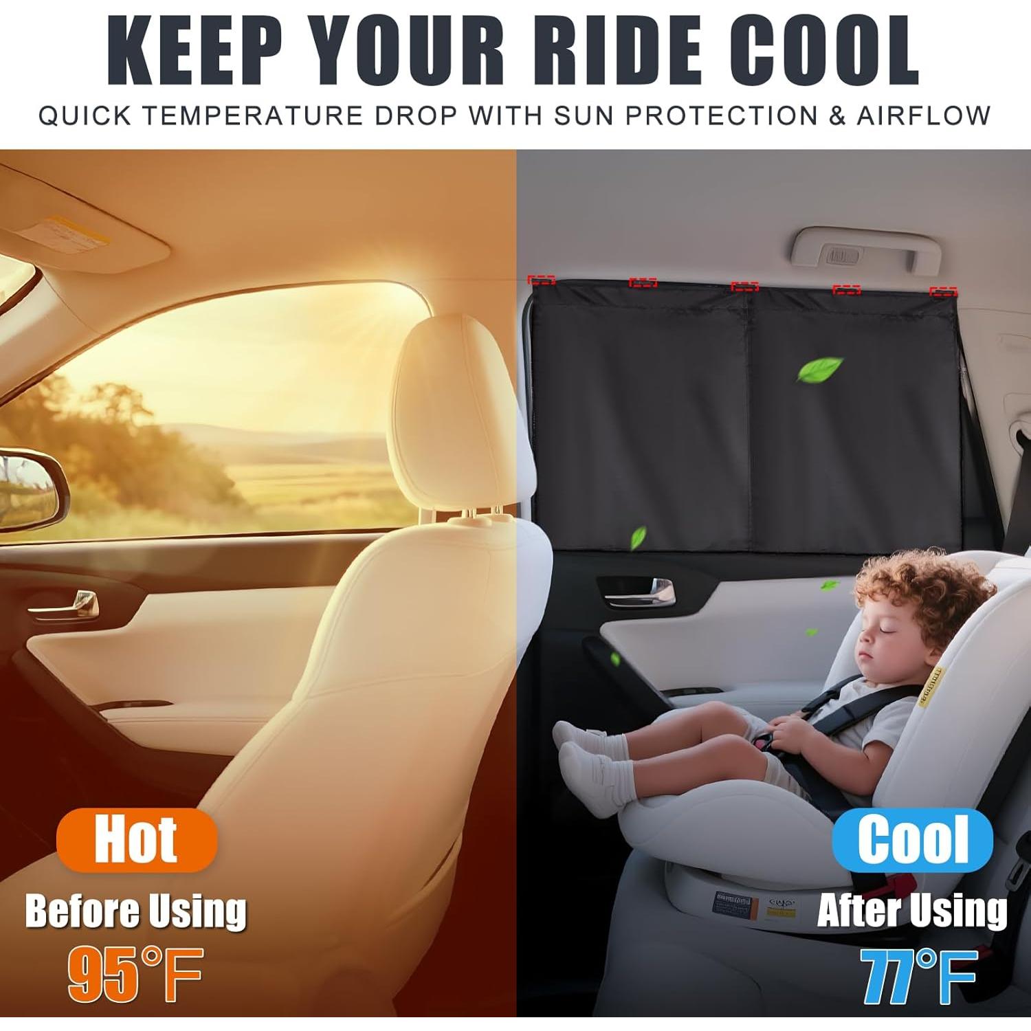 Cortinas para Ventanas de Coche ZATOOTO 2-Pack Sombra Solar 3-en-1