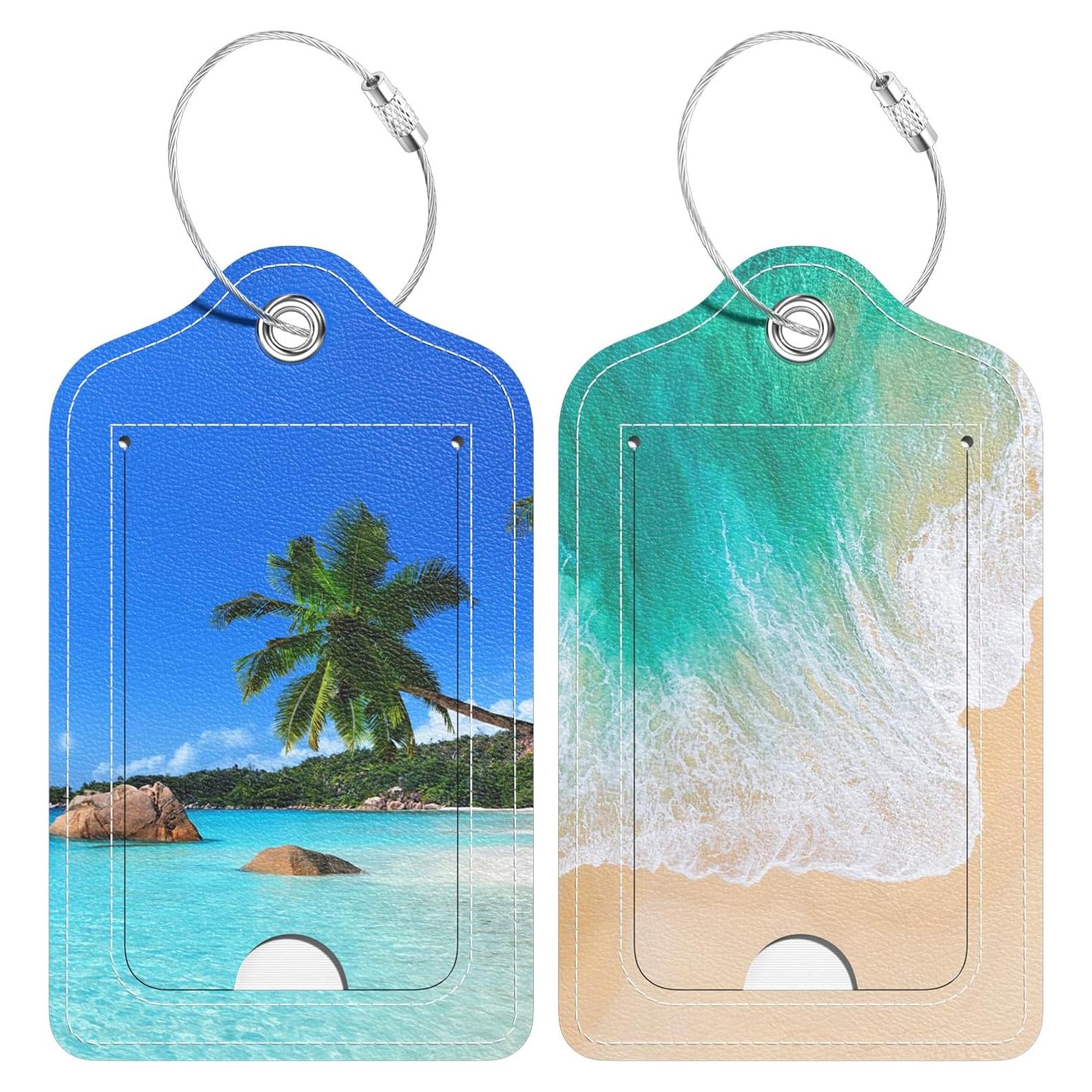 Etiquetas de Equipaje de Cuero PU Hsxnam - 2 Paquete Playa