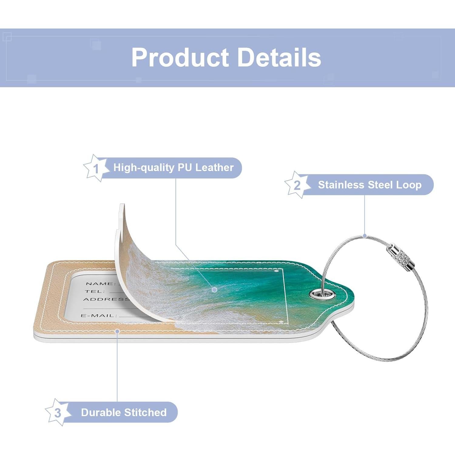 Etiquetas de Equipaje de Cuero PU Hsxnam - 2 Paquete Playa