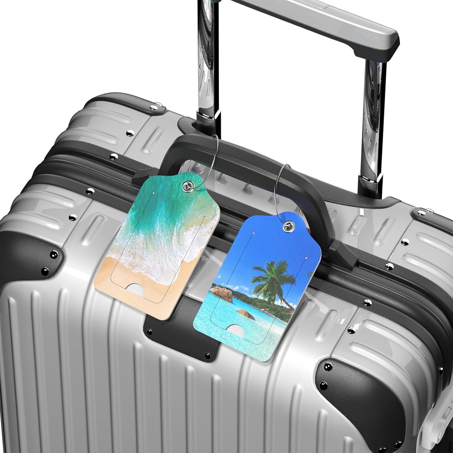 Etiquetas de Equipaje de Cuero PU Hsxnam - 2 Paquete Playa