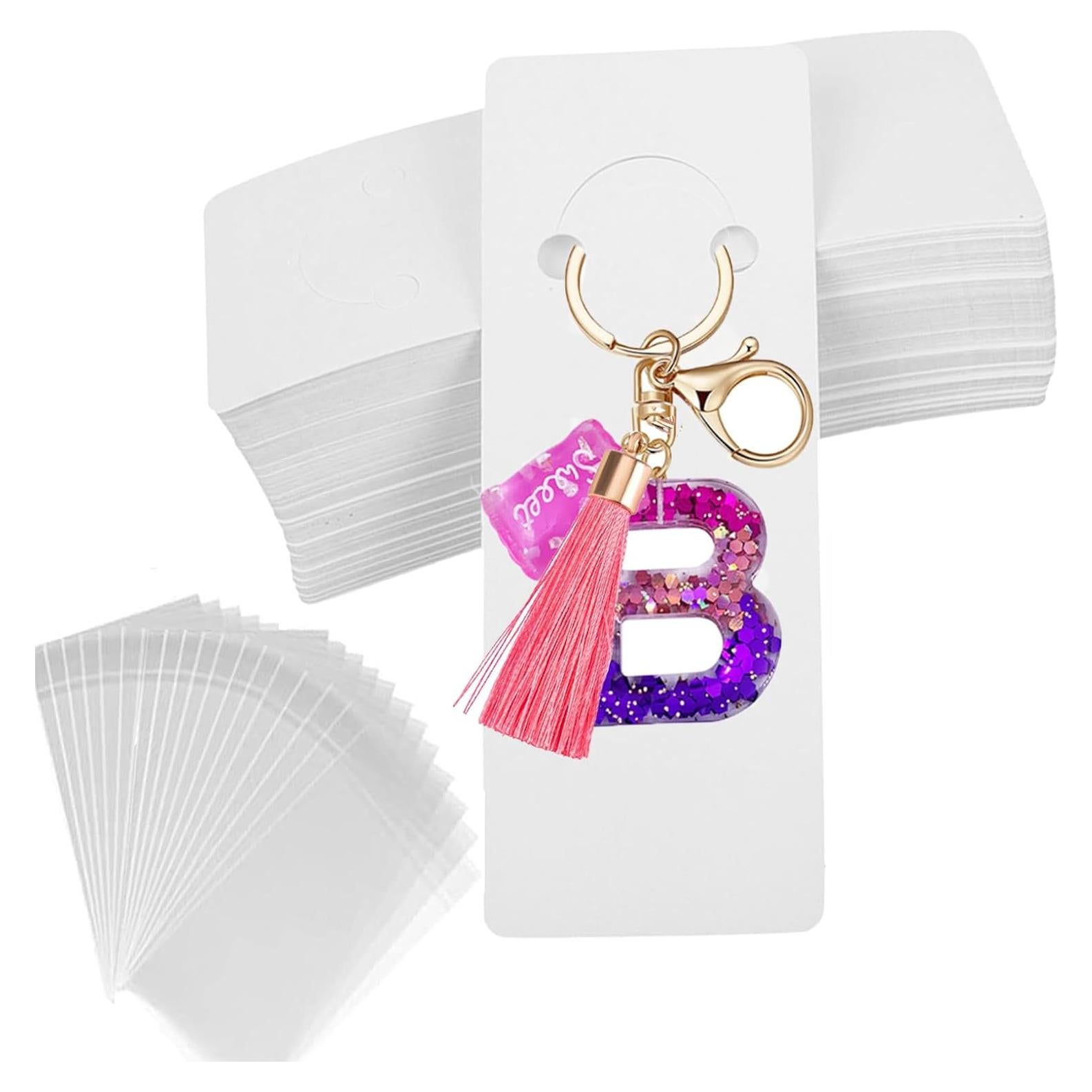 120 Tarjetas de Exhibición para Llaveros SHOLIFAS Blancas 15x5cm