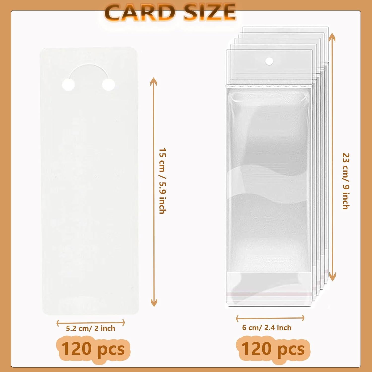 120 Tarjetas de Exhibición para Llaveros SHOLIFAS Blancas 15x5cm