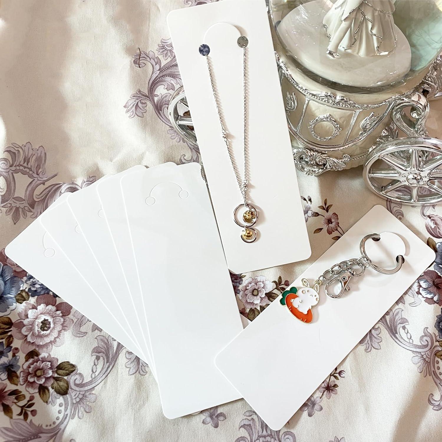 120 Tarjetas de Exhibición para Llaveros SHOLIFAS Blancas 15x5cm