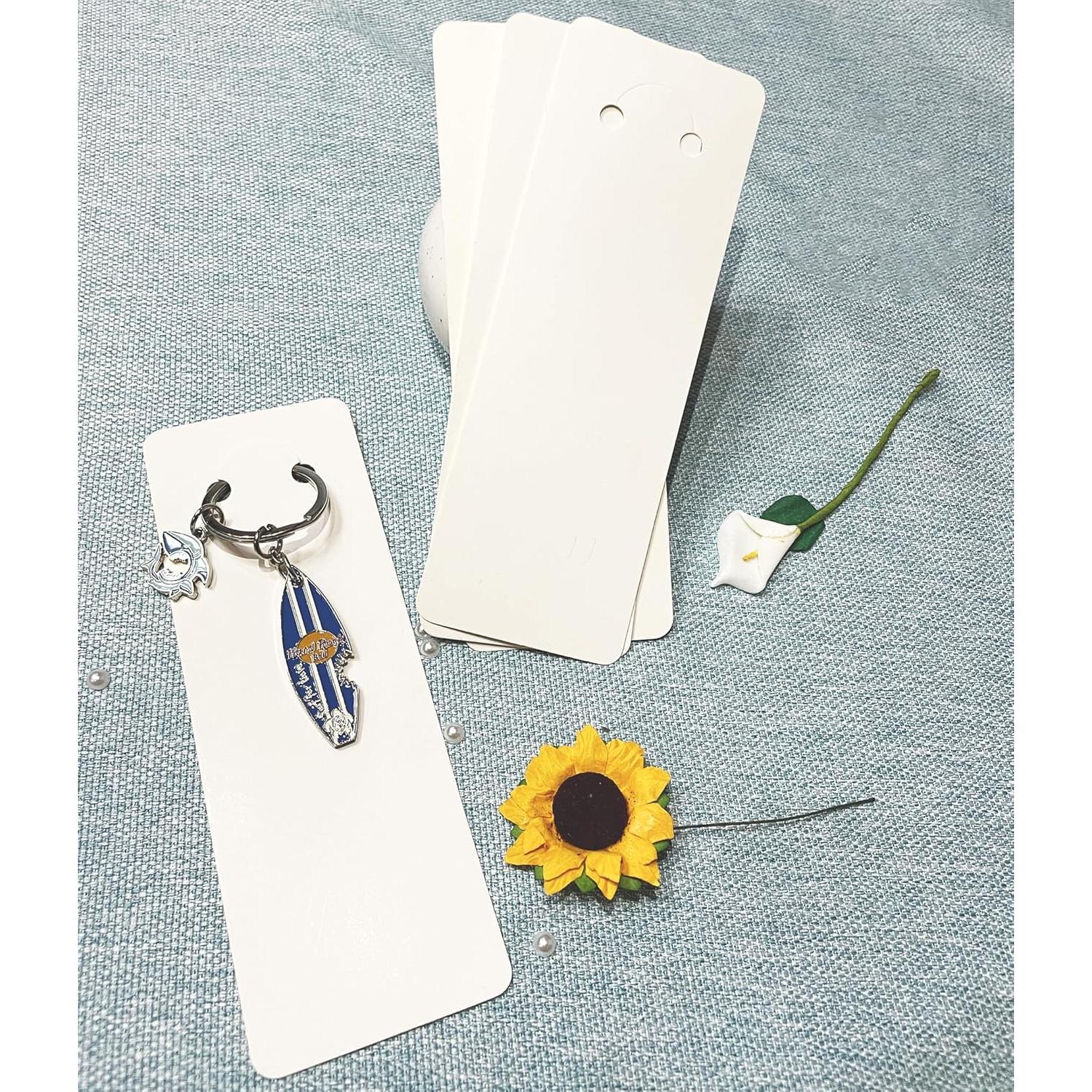 120 Tarjetas de Exhibición para Llaveros SHOLIFAS Blancas 15x5cm