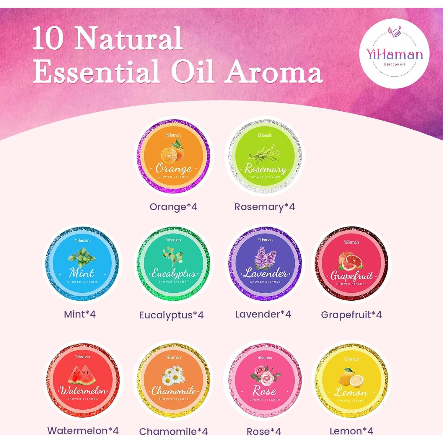 Set de 40 Bombas de Ducha Aromaterapia YIHAMAN - 10 Aromas