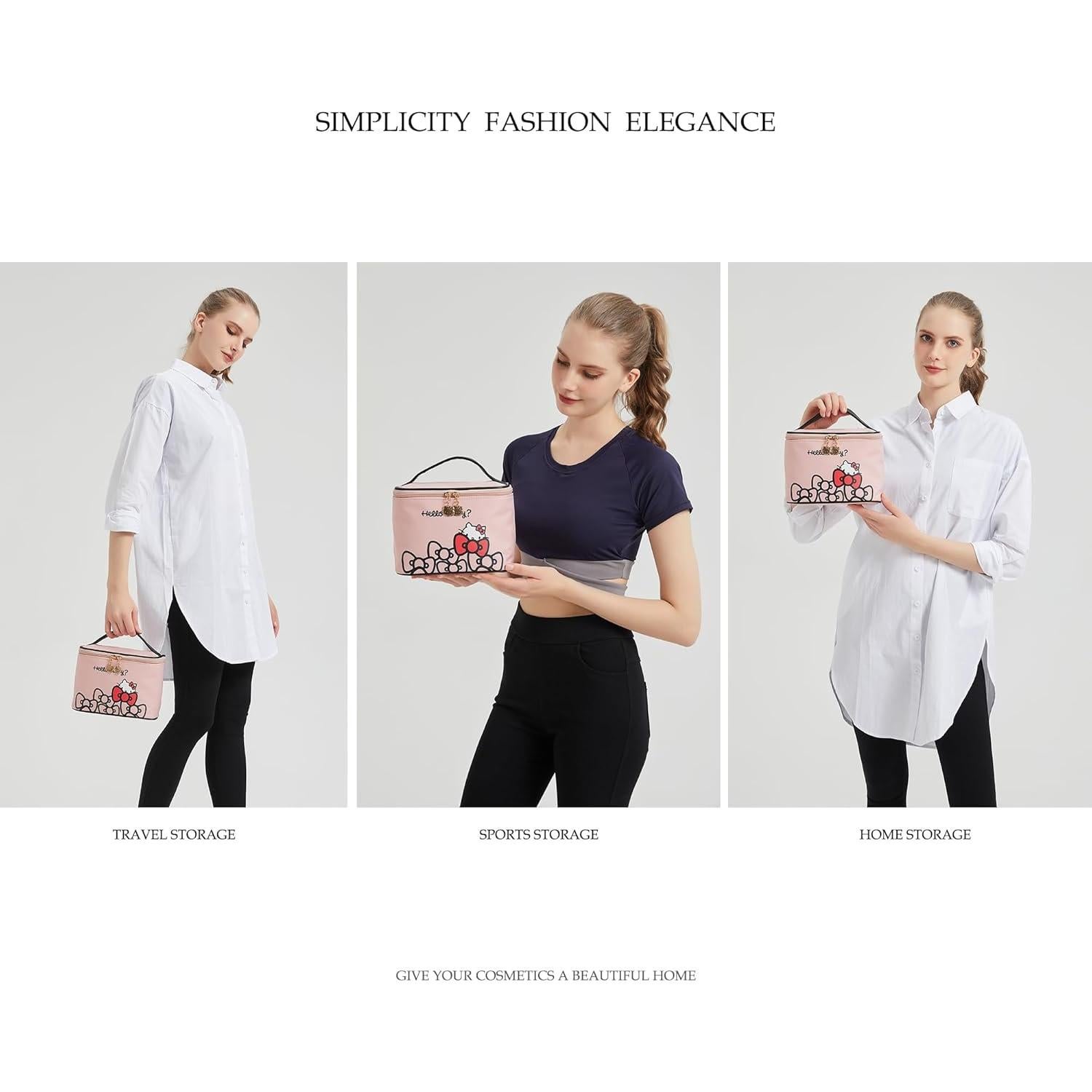 Bolsa de Maquillaje AmBealla Rosa Impermeable 2PCS con Soporte