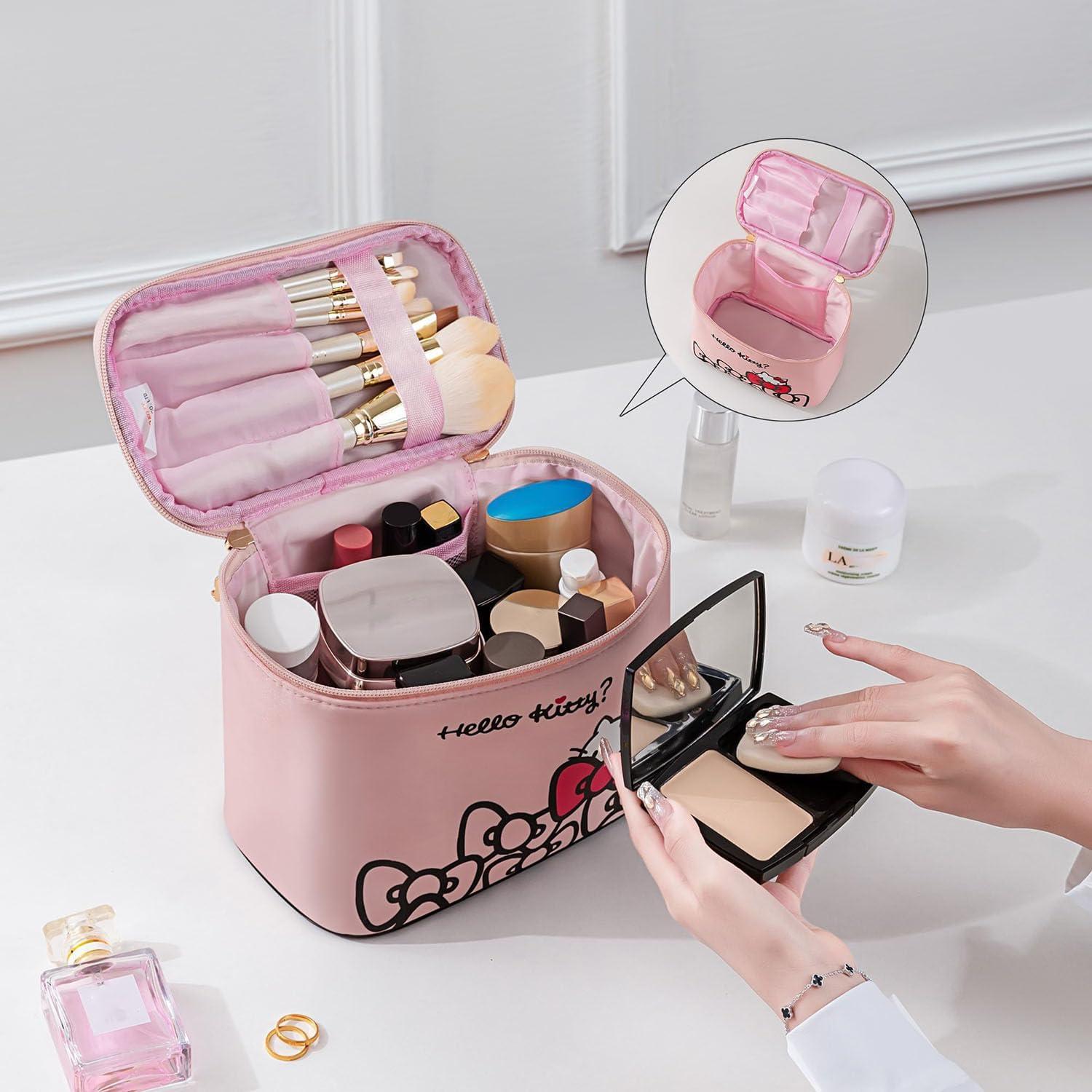 Bolsa de Maquillaje AmBealla Rosa Impermeable 2PCS con Soporte