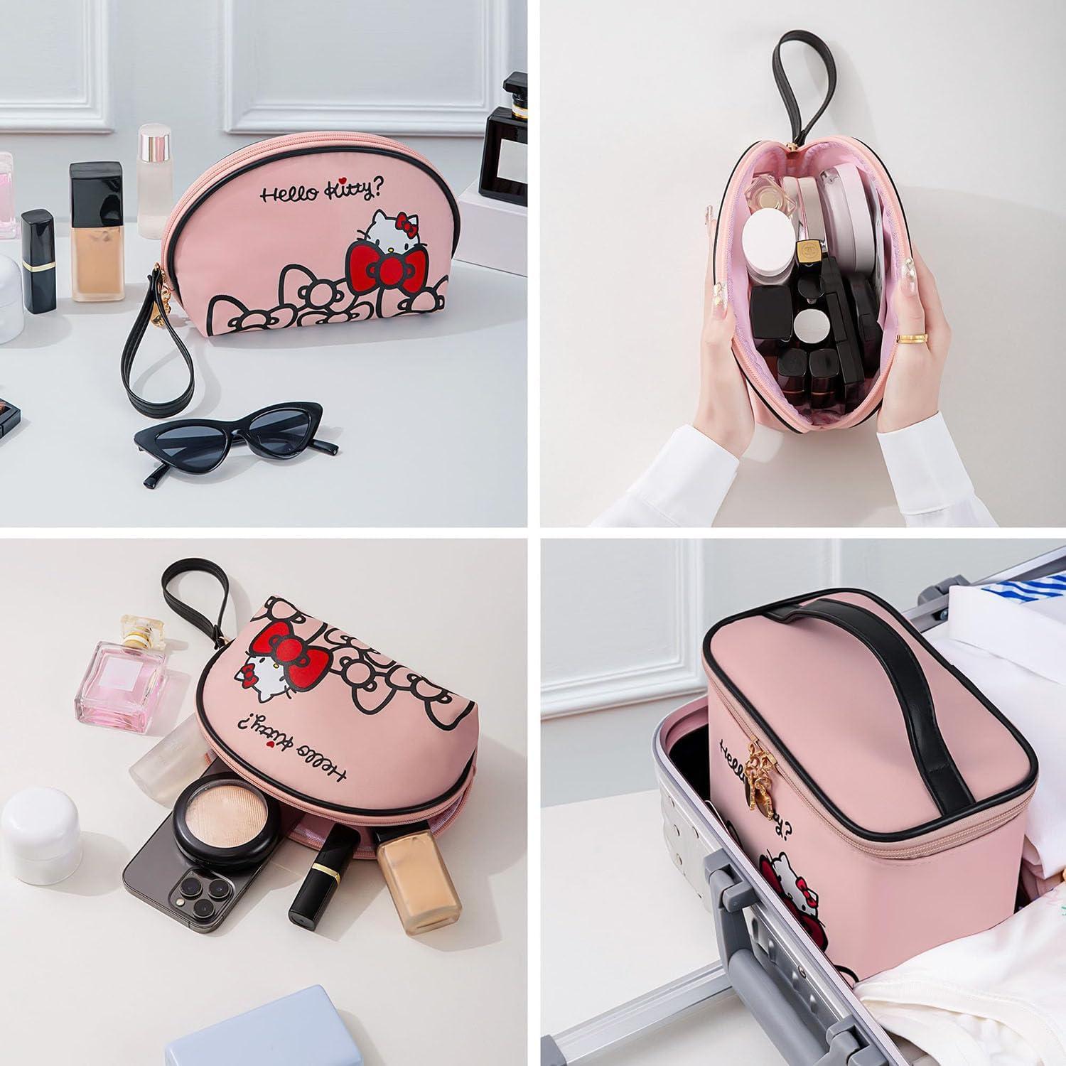 Bolsa de Maquillaje AmBealla Rosa Impermeable 2PCS con Soporte