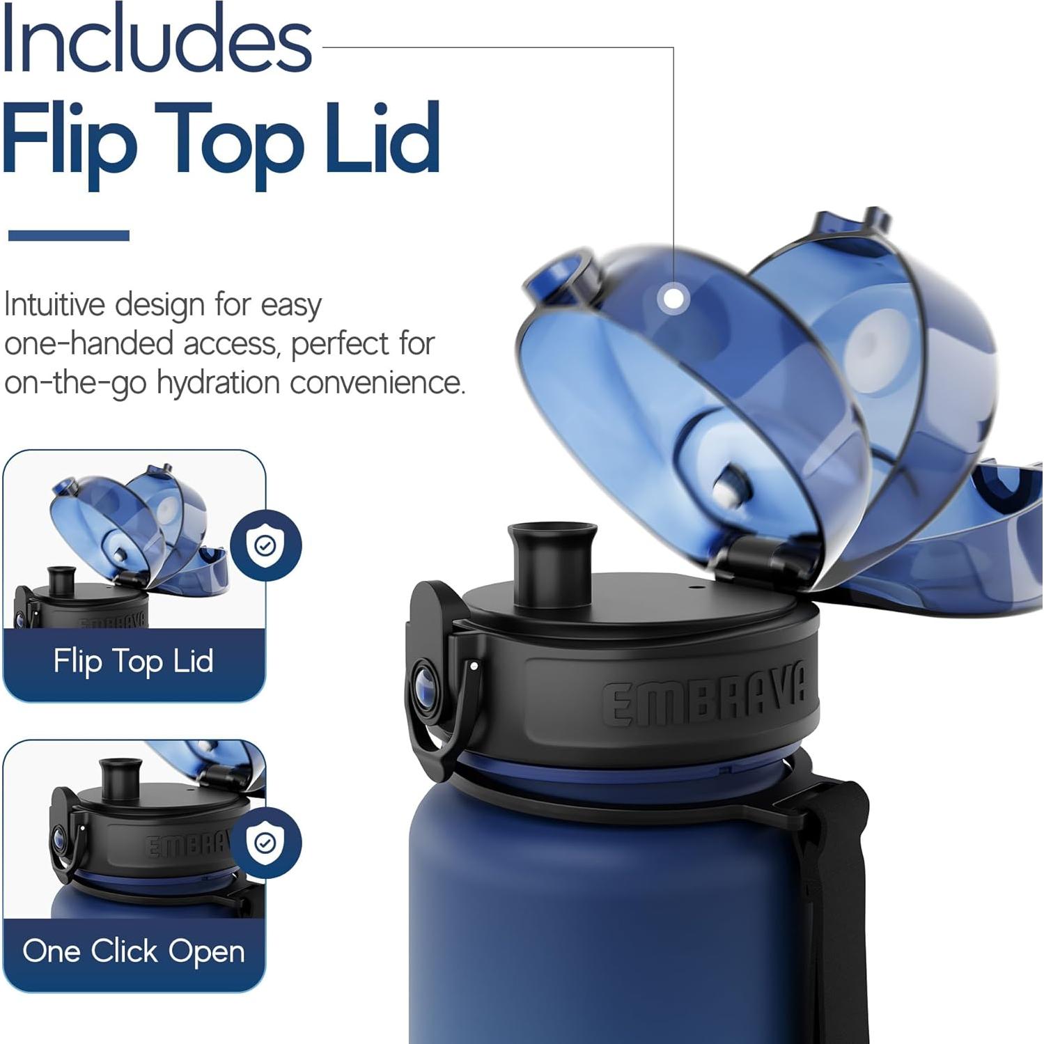 Botella de Agua Deportiva Embrava 1L - Libre de BPA y Fugas