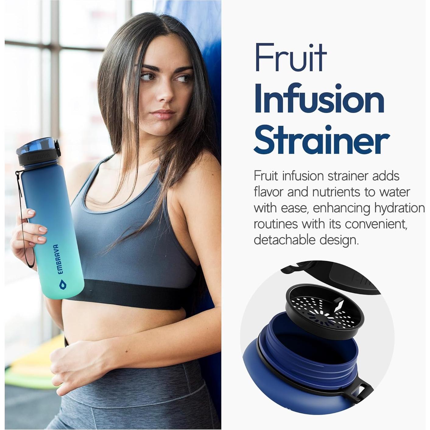 Botella de Agua Deportiva Embrava 1L - Libre de BPA y Fugas