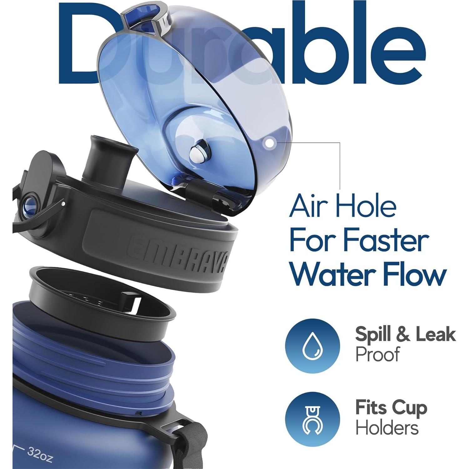 Botella de Agua Deportiva Embrava 1L - Libre de BPA y Fugas