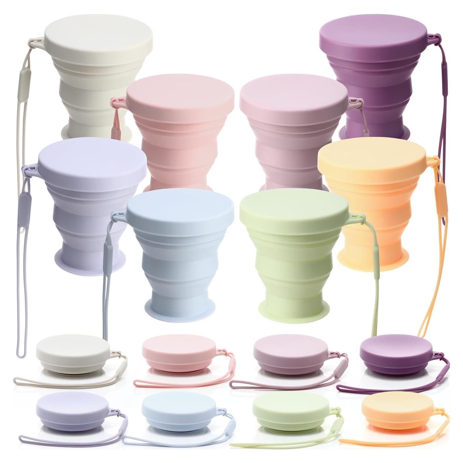 8 Tazas de Silicona Plegables Funnymoom 200 ml Colores Macaron
